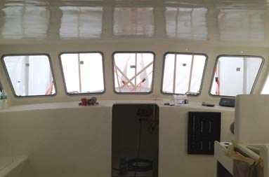 View from inside the deckhouse of 5-framed window