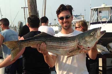 Another of the guys holding up the large bass he caught back at the marina