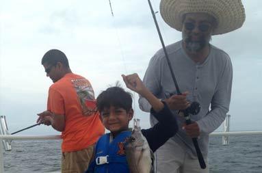 Two porgies hooked on the line