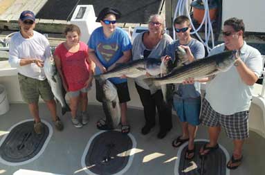 B3/4 overhead shot of the guests and their catch